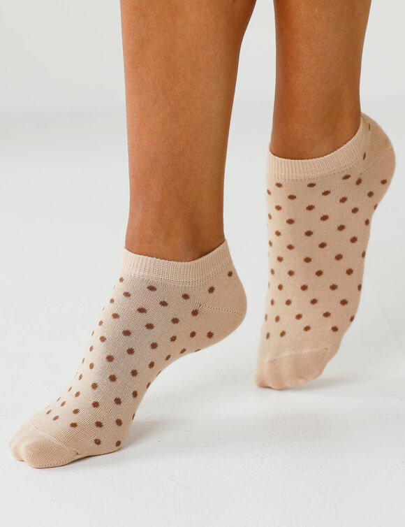 Socquettes basses pois fantaisie - lot de 5 (écru / beige)