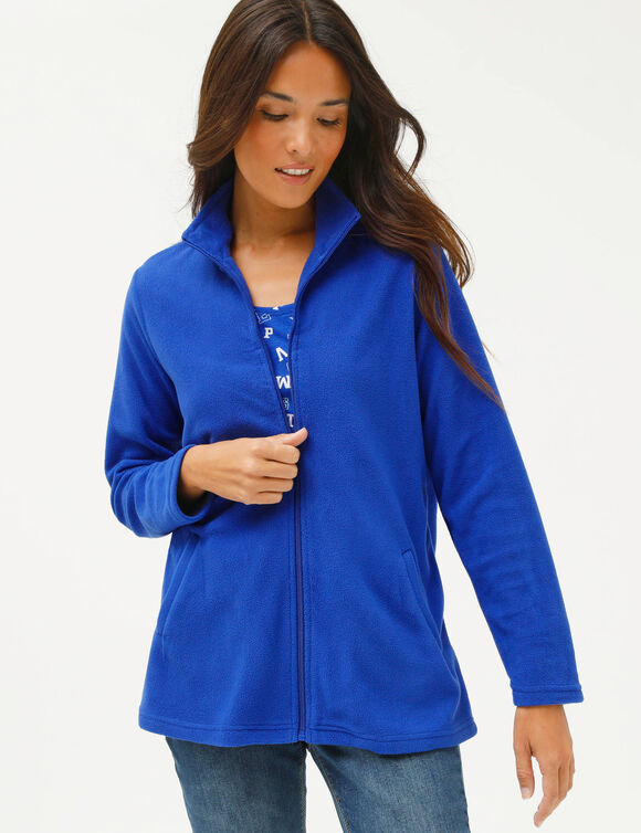 Veste zipp&eacute;e maille polaire, manches longues (bleu dur)