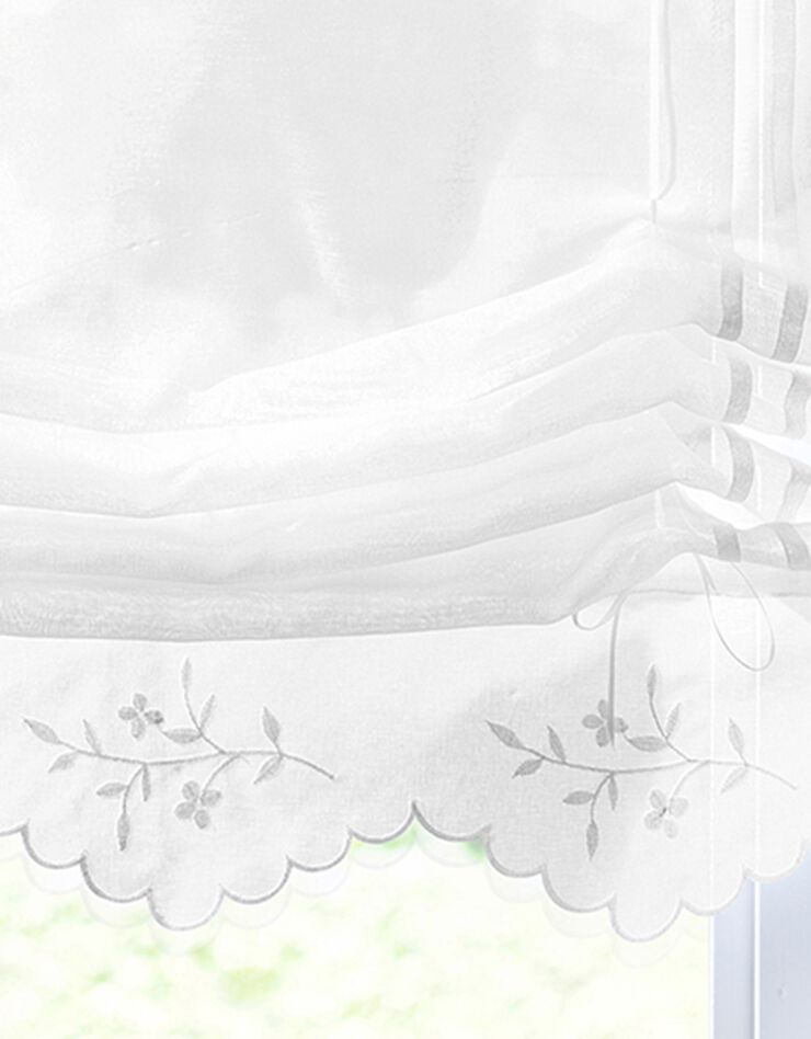 Vitrage effet lin macramé brodé finition passe-tringle (blanc)