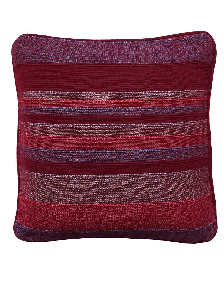 Housse coussin multicolore coton tissage artisanal - lot de 2 (prune) Housse coussin multicolore coton tissage artisanal - lot de 2 (prune)