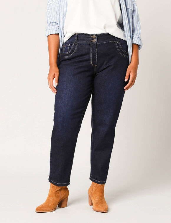 Jean mom taille élastiquée (dark blue)