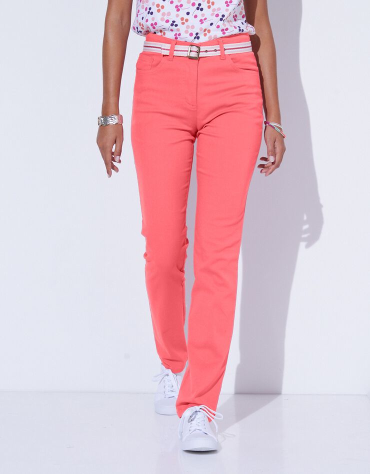Pantalon Effet Ventre Plat Coton Extensible Corail Blancheporte