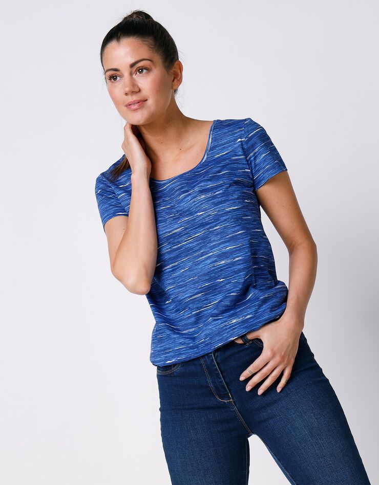 Tee-shirt chiné manches courtes en coton bio, éco-responsable (bleu dur chiné) Tee-shirt chiné manches courtes en coton bio, éco-responsable (bleu dur chiné)