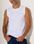T-shirt uni col rond sans manches (blanc)