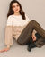 Pull col rond, maille anglaise toucher doux (écru / beige)