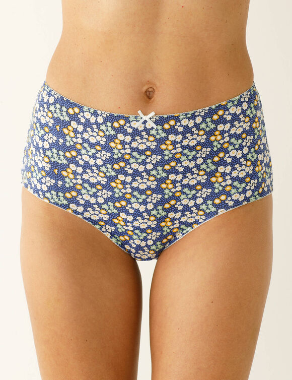 Culotte forme maxi coton stretch imprim&eacute; "fleurs" - lot de 4 (bleu / vert)