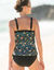 Haut de tankini blousant post-opératoire imprimé Abella avec nouette (noir)
