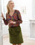 Blouse smocks épaules imprimé fleuri (marine / paprika)