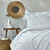Linge de lit Amezia finition tuft&eacute; en relief - coton lav&eacute; 57 fils/cm&sup2; (blanc)