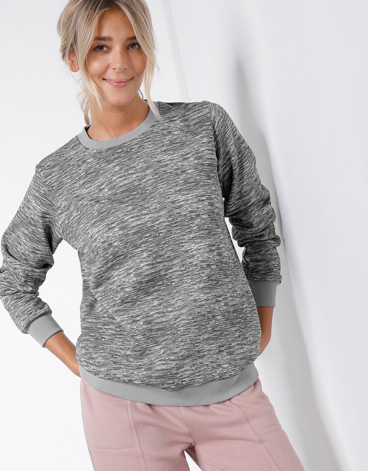 Sweat molleton imprimé, effet chiné (gris chiné) Sweat molleton imprimé, effet chiné (gris chiné)