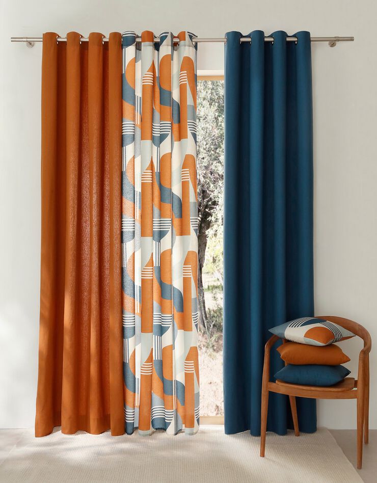 Housse de coussin imprimé art déco - lot de 2 (bleu / caramel)