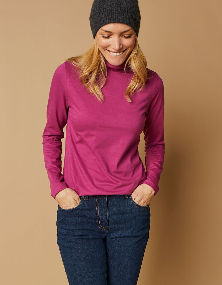 Sous-pull col roulé coton stretch uni (violine) Sous-pull col roulé coton stretch uni (violine)