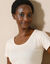 T-shirt col rond uni manches courtes en coton biologique(**) (beige)
