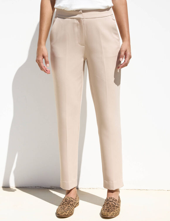 Pantalon 7/8&egrave;me coupe cigarette, uni (sable)