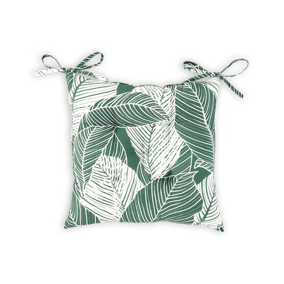 Galette de chaise carr&eacute;e imprim&eacute; feuillage - lot de 2 (eucalyptus)