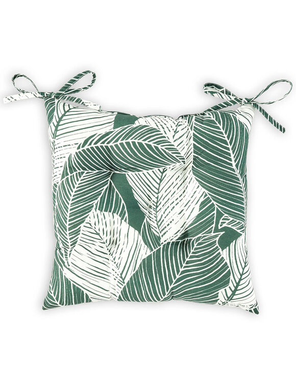 Galette de chaise carr&eacute;e imprim&eacute; feuillage - lot de 2 (eucalyptus)