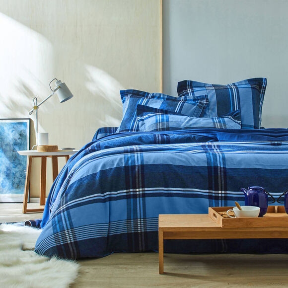 Linge de lit Scott - flanelle tiss&eacute; teint 160 g/m&sup2; (bleu)