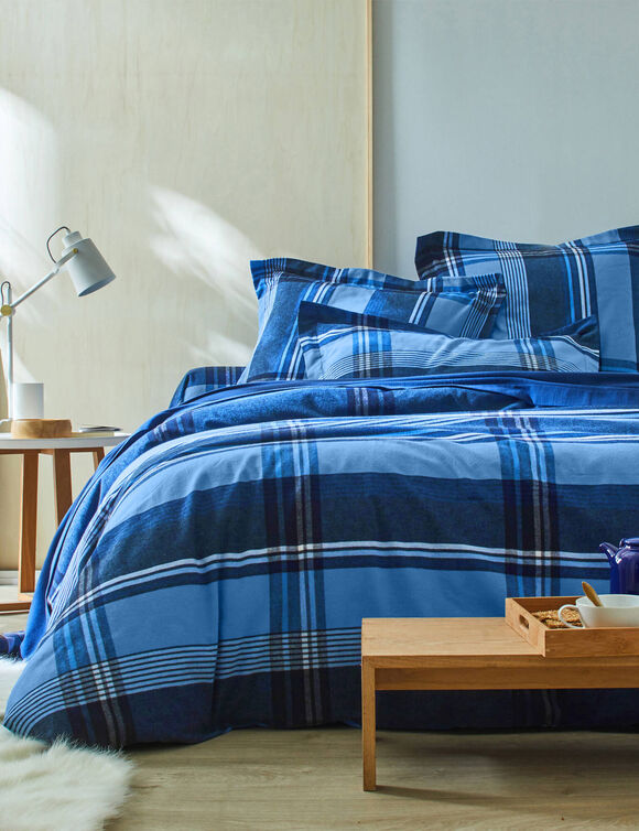 Linge de lit Scott - flanelle tiss&eacute; teint 160 g/m&sup2; (bleu)