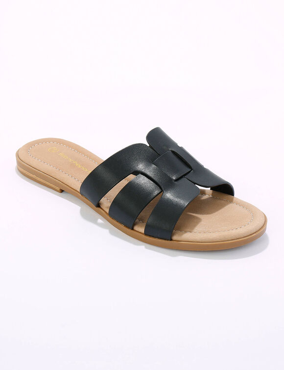Mules plates bandes croisées (noir)