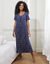 Chemise de nuit longue imprimée manches courtes (marine / violine)