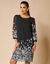 Robe housse, voile imprimé floral (noir / gris)