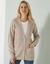 Gilet long boutonné, maille anglaise (beige chiné)