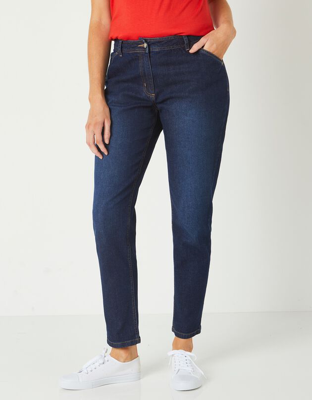 Pantalon mom, denim stretch (dark blue)