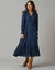Robe longue bohème, crépon et fils brillants (marine)