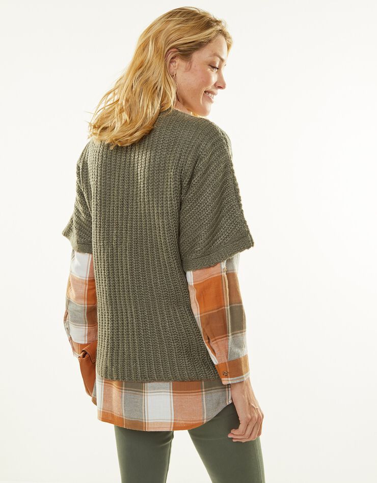 Pull poncho manches coudes (kaki) Pull poncho manches coudes (kaki)