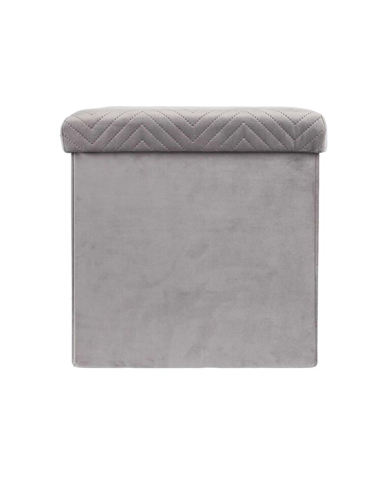 Coffre-pouf pliable – revêtement velours (gris)
