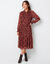 Robe-chemisier longue en voile jacquard imprim&eacute; floral (bordeaux / rose)