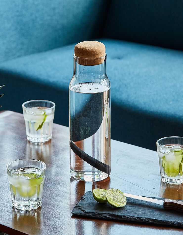 Carafe en verre, bouchon liège - 1 litre (transparent)
