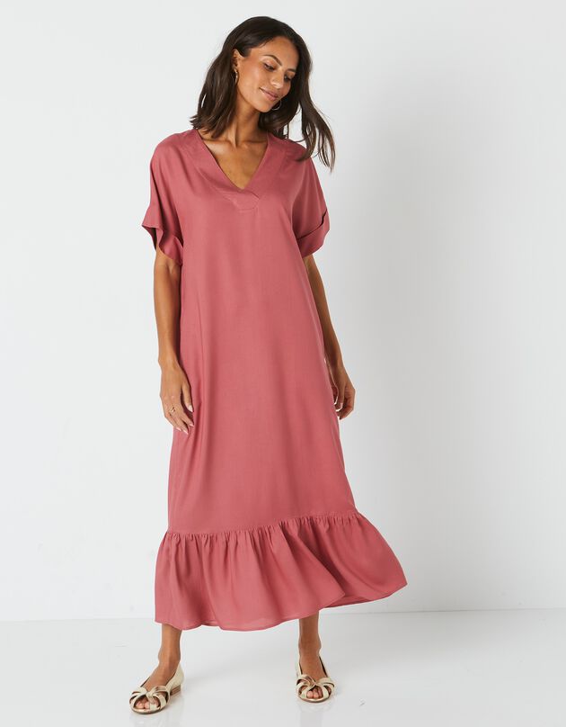 Robe longue volantée unie, spécial petites (terracotta)