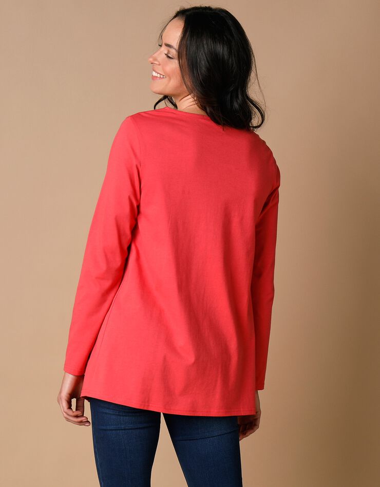 Tunique col rond unie, maille jersey (corail foncé) Tunique col rond unie, maille jersey (corail foncé)