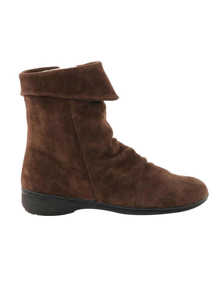 Boots fourrées en croûte de cuir (marron)