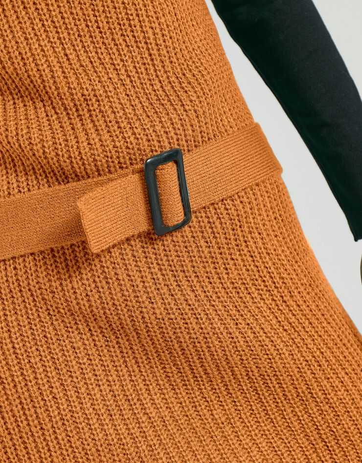 Pull tunique sans manches uni à ceinture amovible - toucher mohair (ocre) Pull tunique sans manches uni à ceinture amovible - toucher mohair (ocre)