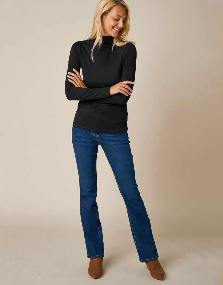 Sous-pull col roulé coton stretch uni (noir)
