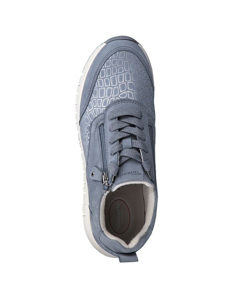 Baskets zippées en cuir - largeur confort (bleu ciel)