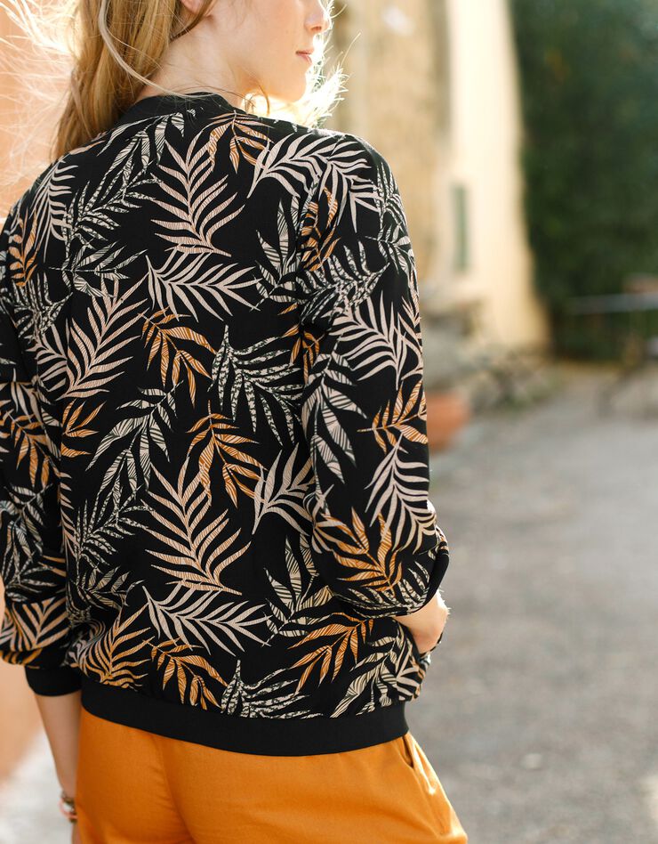 Veste bombers zippée (noir / caramel) Veste bombers zippée (noir / caramel)
