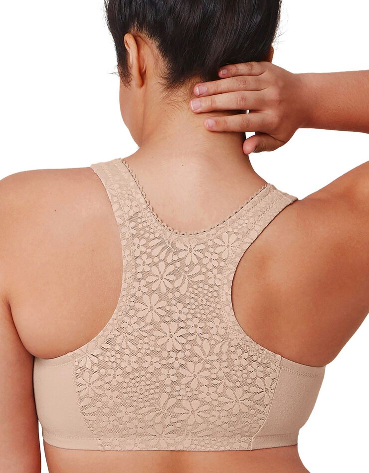 Soutien-gorge coton stretch ouvert devant sans armatures - bonnets groupés (beige e / f) Soutien-gorge coton stretch ouvert devant sans armatures - bonnets groupés (beige e / f)