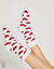 Chaussettes fourrées motif "coeurs" - la paire (écru / rouge)