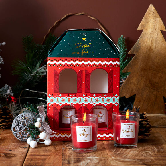 Coffret de 4 bougies parfum&eacute;es (rouge)