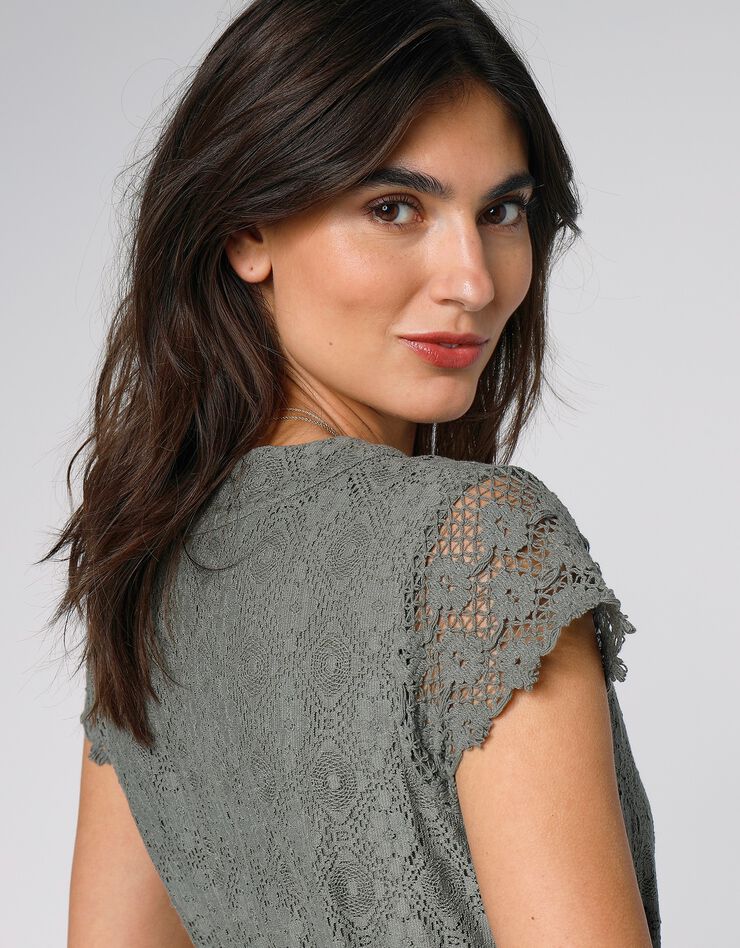 Robe longue dentelle macramé (kaki)