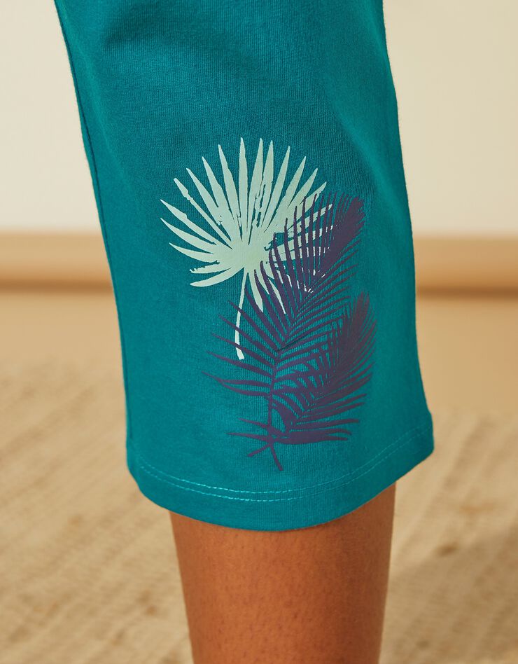 Pantacourt de pyjama en coton - uni tropical (émeraude)