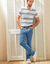 Jean coupe 5 poches extensible coton - entrej. 72 cm (bleached)