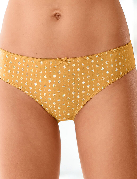 Culotte midi coton imprimé gamme "graphique" - lot de 4 (noir / miel)