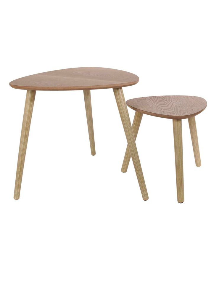 Tables gigognes en bois, plateau triangulaire - lot de 2 (naturel)