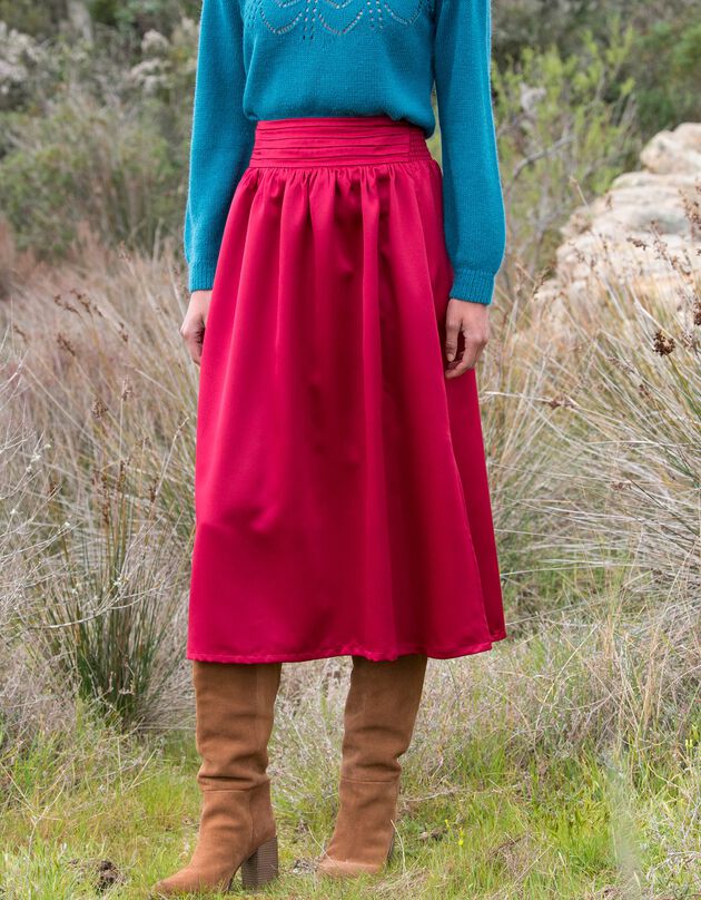 Jupe longue unie, satin (rouge foncé)