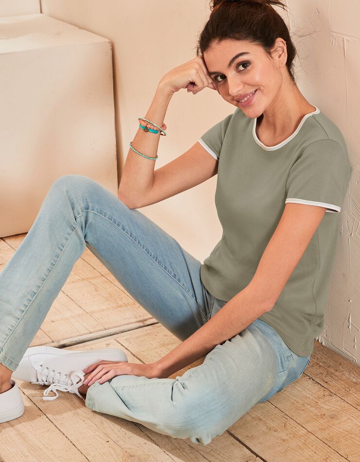 Tee-shirt bicolore manches courtes  (kaki)