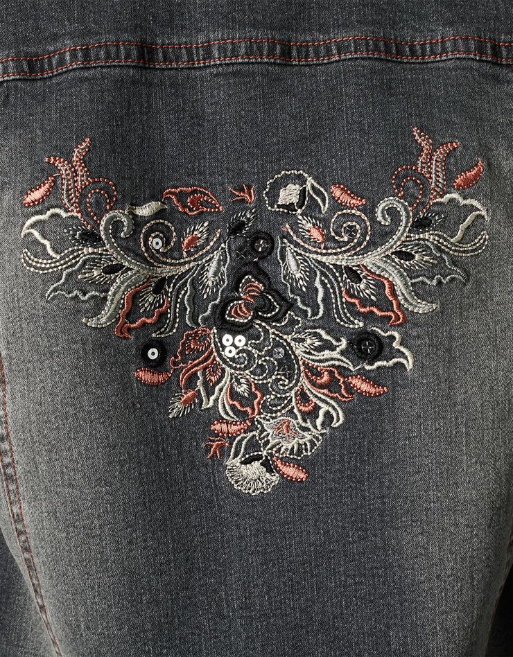 Veste jean brodée dos (gris) Veste jean brodée dos (gris)